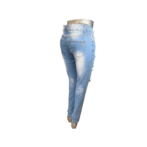 VIP Jeans Women 3 Distressed Destroyed Low Rise Skinny Stretch (W28 L27) - Picture 6 of 13